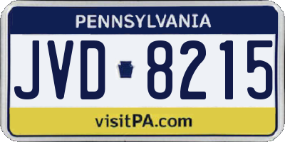 PA license plate JVD8215