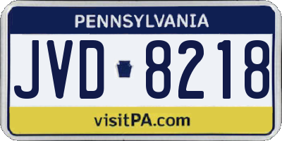 PA license plate JVD8218