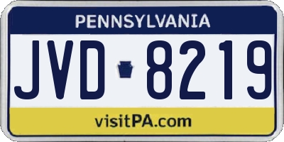 PA license plate JVD8219