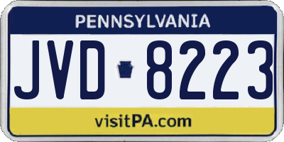 PA license plate JVD8223