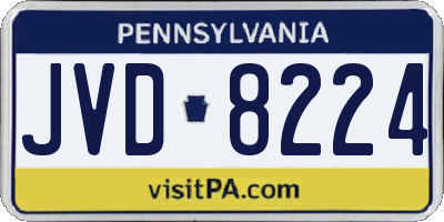 PA license plate JVD8224