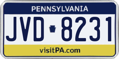 PA license plate JVD8231