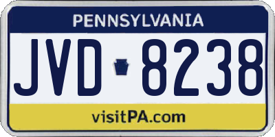 PA license plate JVD8238
