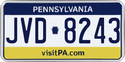 PA license plate JVD8243