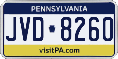 PA license plate JVD8260