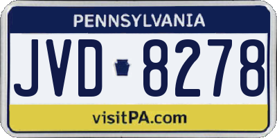 PA license plate JVD8278