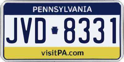 PA license plate JVD8331