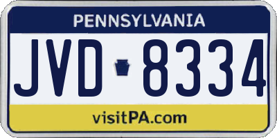 PA license plate JVD8334
