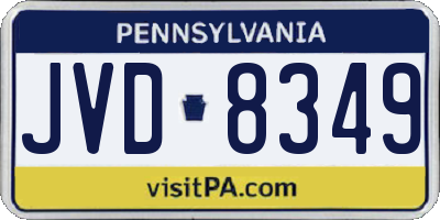 PA license plate JVD8349