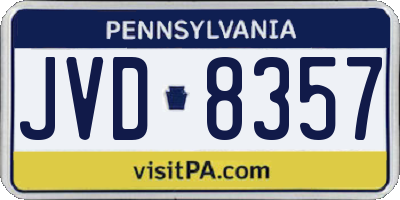 PA license plate JVD8357