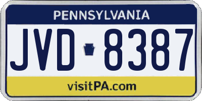 PA license plate JVD8387