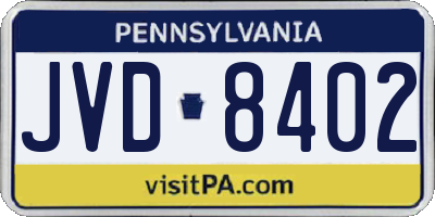 PA license plate JVD8402