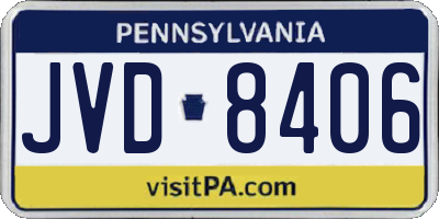 PA license plate JVD8406