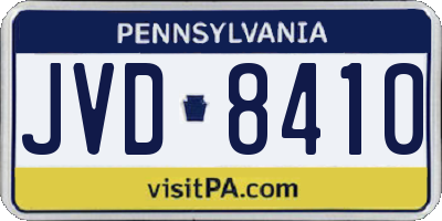PA license plate JVD8410
