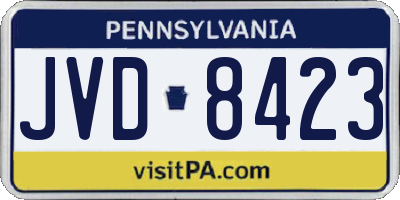PA license plate JVD8423