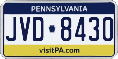 PA license plate JVD8430