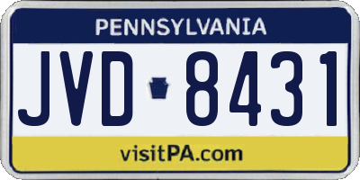 PA license plate JVD8431