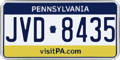 PA license plate JVD8435