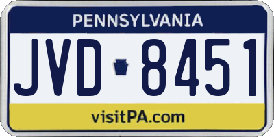 PA license plate JVD8451
