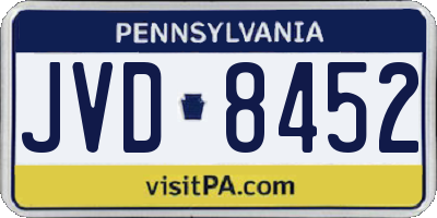 PA license plate JVD8452