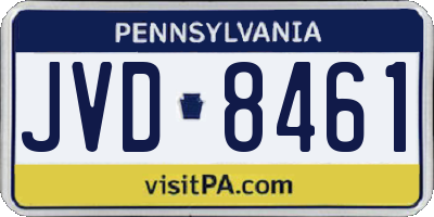 PA license plate JVD8461
