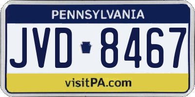 PA license plate JVD8467