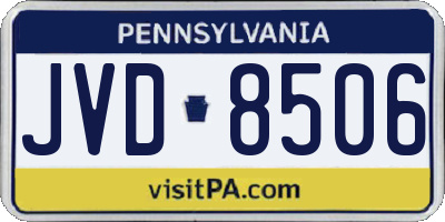 PA license plate JVD8506