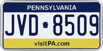 PA license plate JVD8509