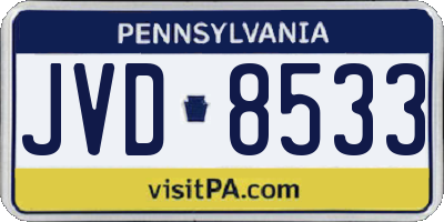 PA license plate JVD8533