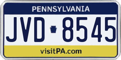 PA license plate JVD8545