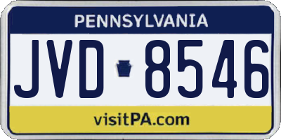 PA license plate JVD8546
