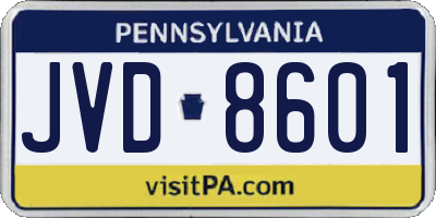 PA license plate JVD8601