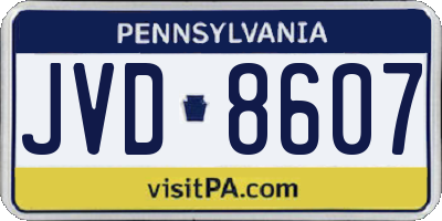 PA license plate JVD8607