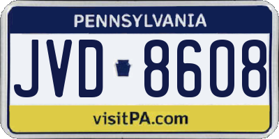 PA license plate JVD8608