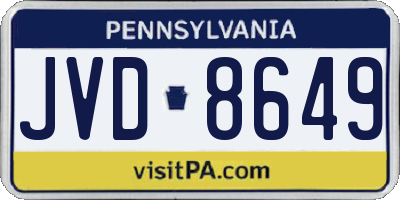 PA license plate JVD8649
