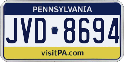 PA license plate JVD8694