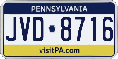PA license plate JVD8716