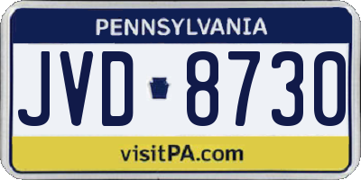 PA license plate JVD8730