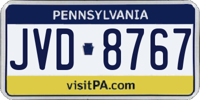 PA license plate JVD8767
