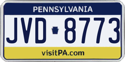PA license plate JVD8773