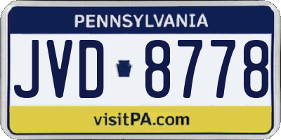 PA license plate JVD8778
