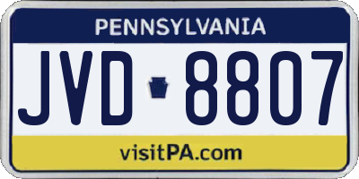 PA license plate JVD8807