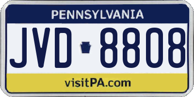 PA license plate JVD8808