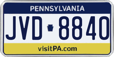 PA license plate JVD8840