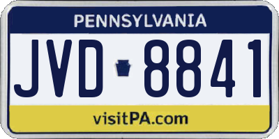 PA license plate JVD8841