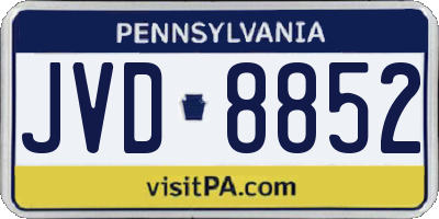 PA license plate JVD8852