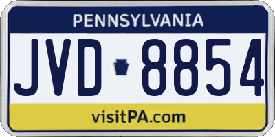 PA license plate JVD8854