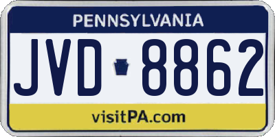 PA license plate JVD8862