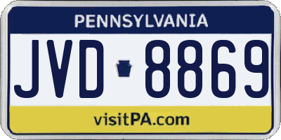 PA license plate JVD8869