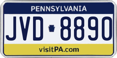 PA license plate JVD8890